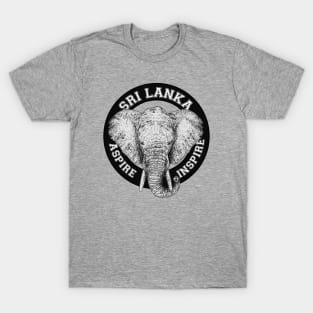 Sri Lanka Elephant Black & White (Ceylon Elephant) T-Shirt